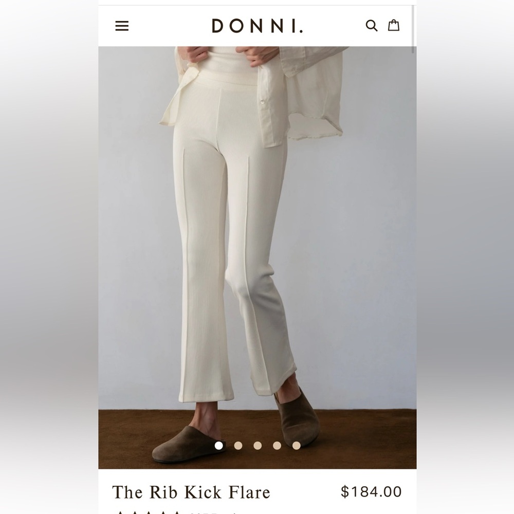DONNI The Rib Kick Flare Pant in Creme